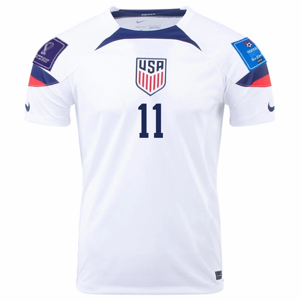 Nike United States Brenden Aaronson Home Jersey 22/23 w/ World Cup 2022 Patches (White/Loyal Blue) Peak Comfort