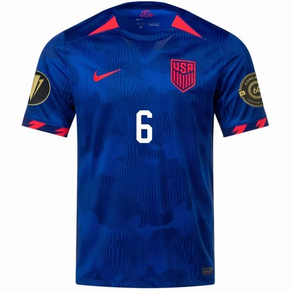 Nike Mens United States Yunus Musah Away Jersey w/ Gold Cup Patches 23/24 (Hyper Royal/Loyal Blue) Mesh Ventilation Panels