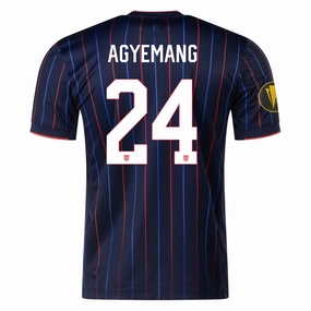 Fast Layering Sport Inspired Nike Patrick Agyemang United States Away Jersey 25/26 w/ Gold Cup Patch 2025 (Obsidian/Challenge Red)