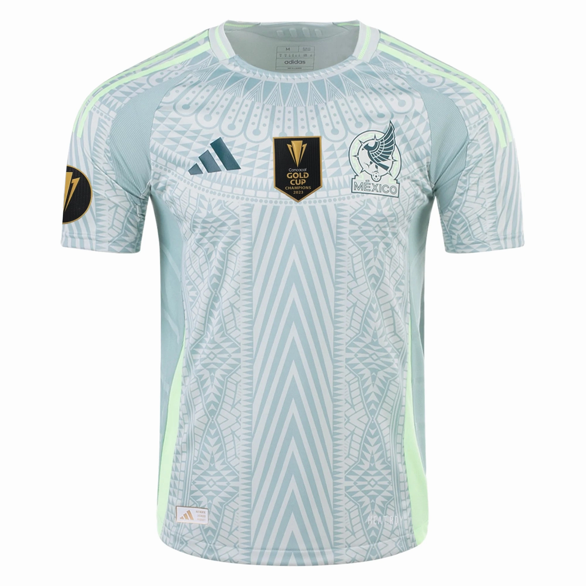 adidas Men's Mexico Authentic Away Jersey 24/25 w/ Gold Cup 2025 Patches (Linen Green) Zero Distraction Tagging
