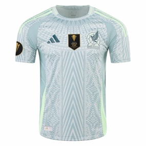 adidas Men's Mexico Authentic Away Jersey 24/25 w/ Gold Cup 2025 Patches (Linen Green) Zero Distraction Tagging