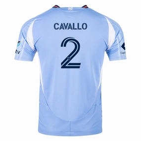 adidas Nico Cavallo New York City FC Authentic Home Jersey 25/26 w/ MLS Patches (Bahia Light Blue) Compression Support Panels Moisture Wicking Technology