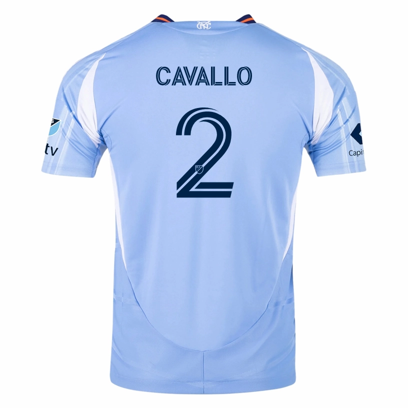 adidas Nico Cavallo New York City FC Authentic Home Jersey 25/26 w/ MLS Patches (Bahia Light Blue) Compression Support Panels Moisture Wicking Technology