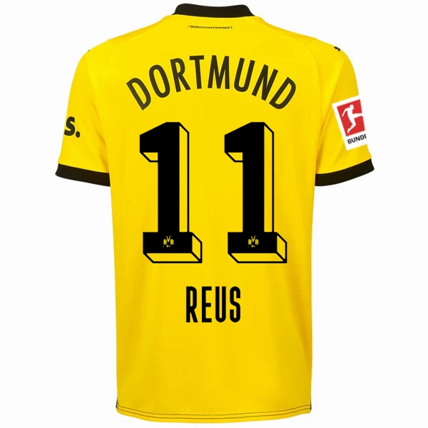 Movement Ready Breathable Underarm Gussets Puma Borussia Dortmund Marco Reus Home Jersey w/ Bundesliga Patch 23/24 (Cyber Yellow/Puma Black)