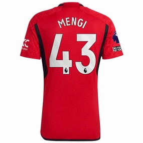 Fast Wear adidas Manchester United Teden Mengi Home Jersey 23/24 w/ EPL   No Room For Racism Patches (Team College Red)
