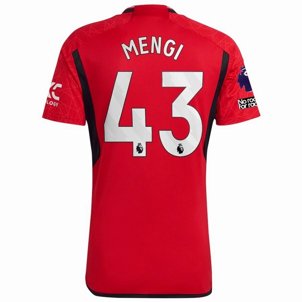 Fast Wear adidas Manchester United Teden Mengi Home Jersey 23/24 w/ EPL   No Room For Racism Patches (Team College Red)