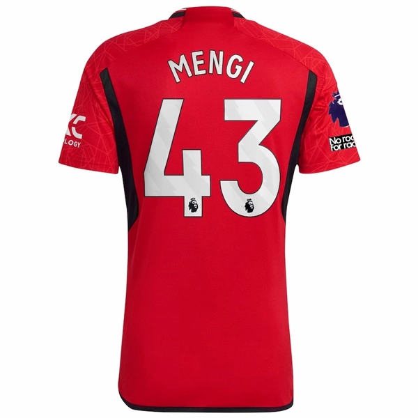 Silky Smooth adidas Manchester United Teden Mengi Home Jersey 23/24 w/ EPL   No Room For Racism Patches (Team College Red)