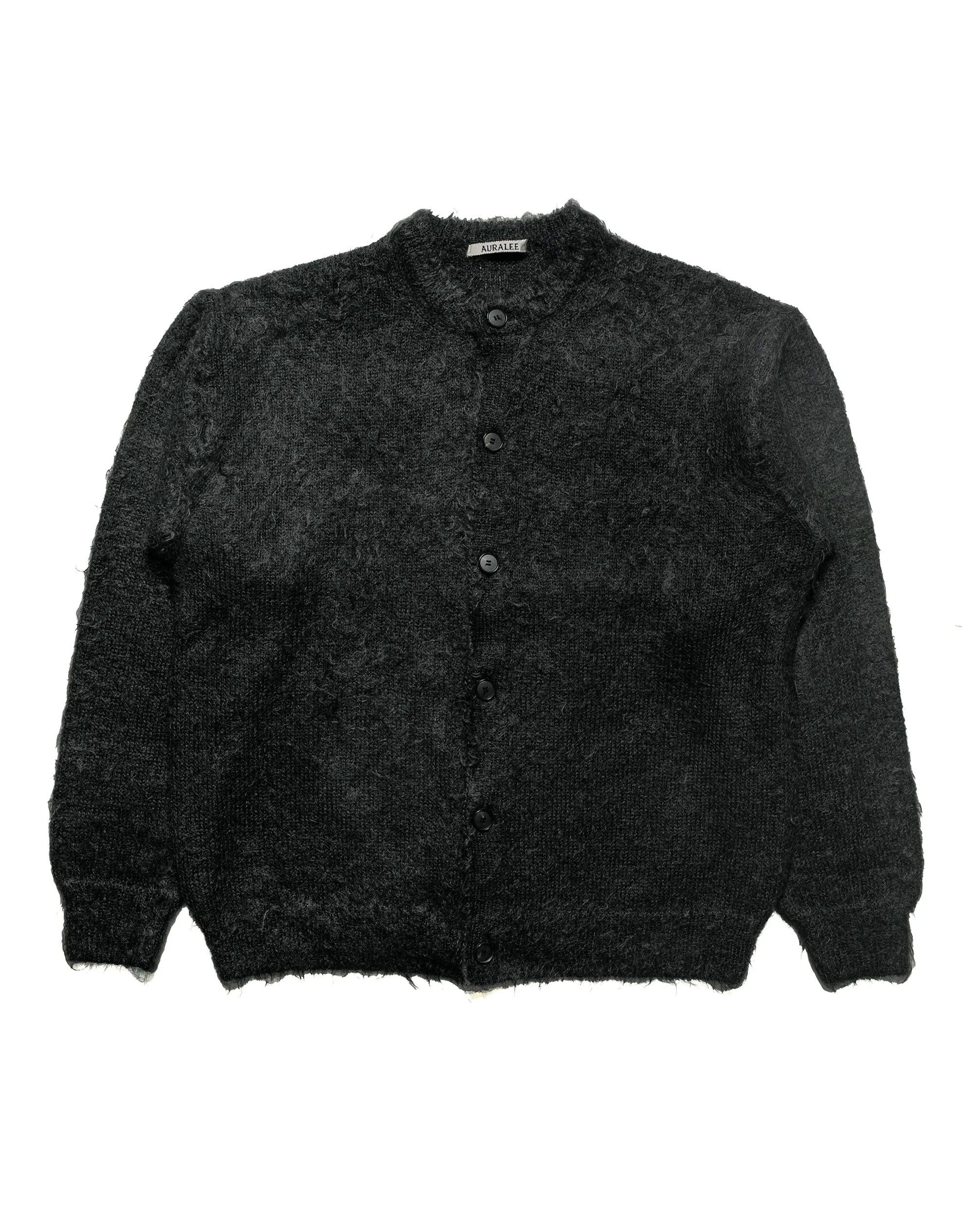 Auralee Brushed Super Kid Mohair Knit Cardigan Ink Black Street Apparel Comfortable
