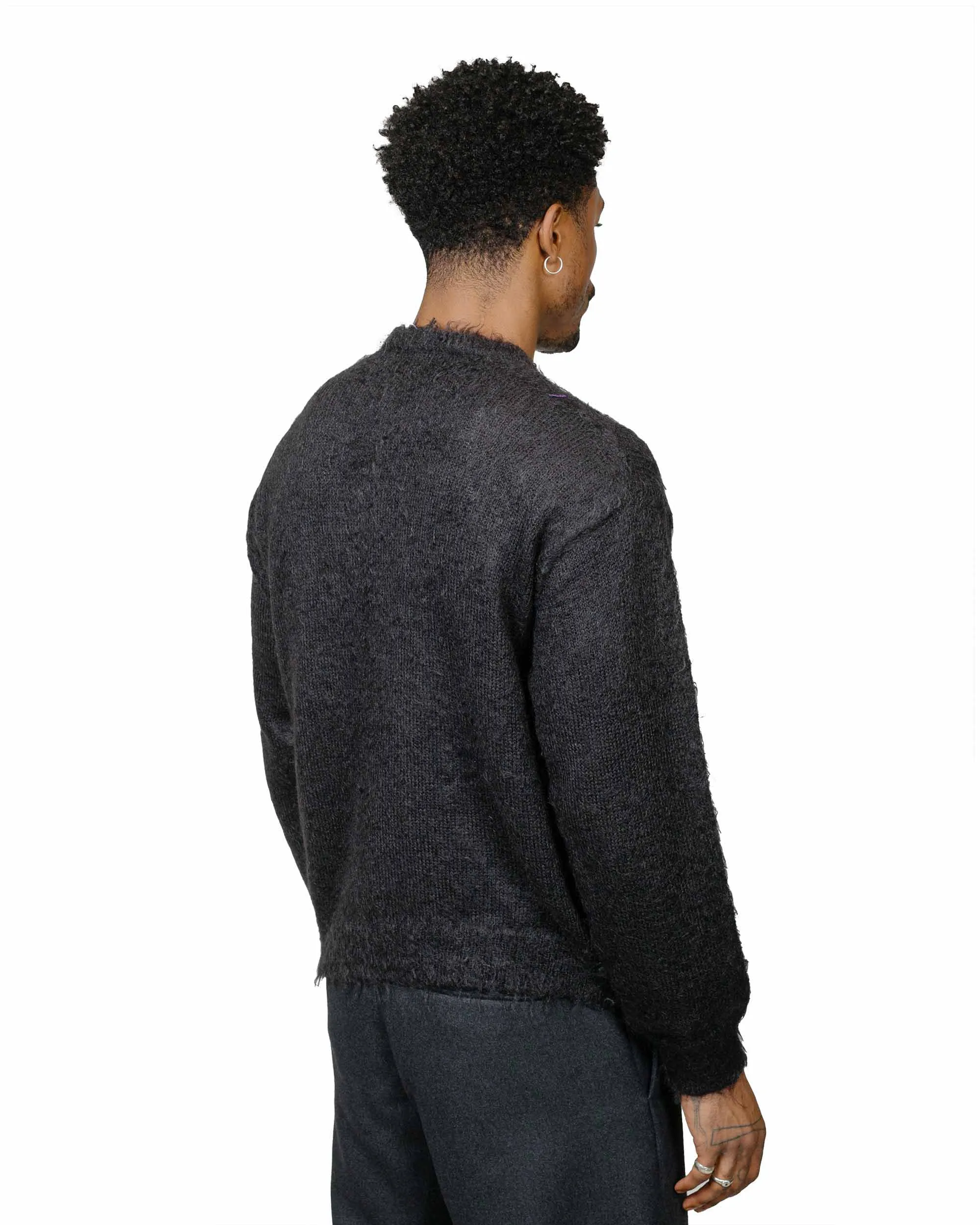 Daily Comfort Auralee Brushed Super Kid Mohair Knit Cardigan Ink Black