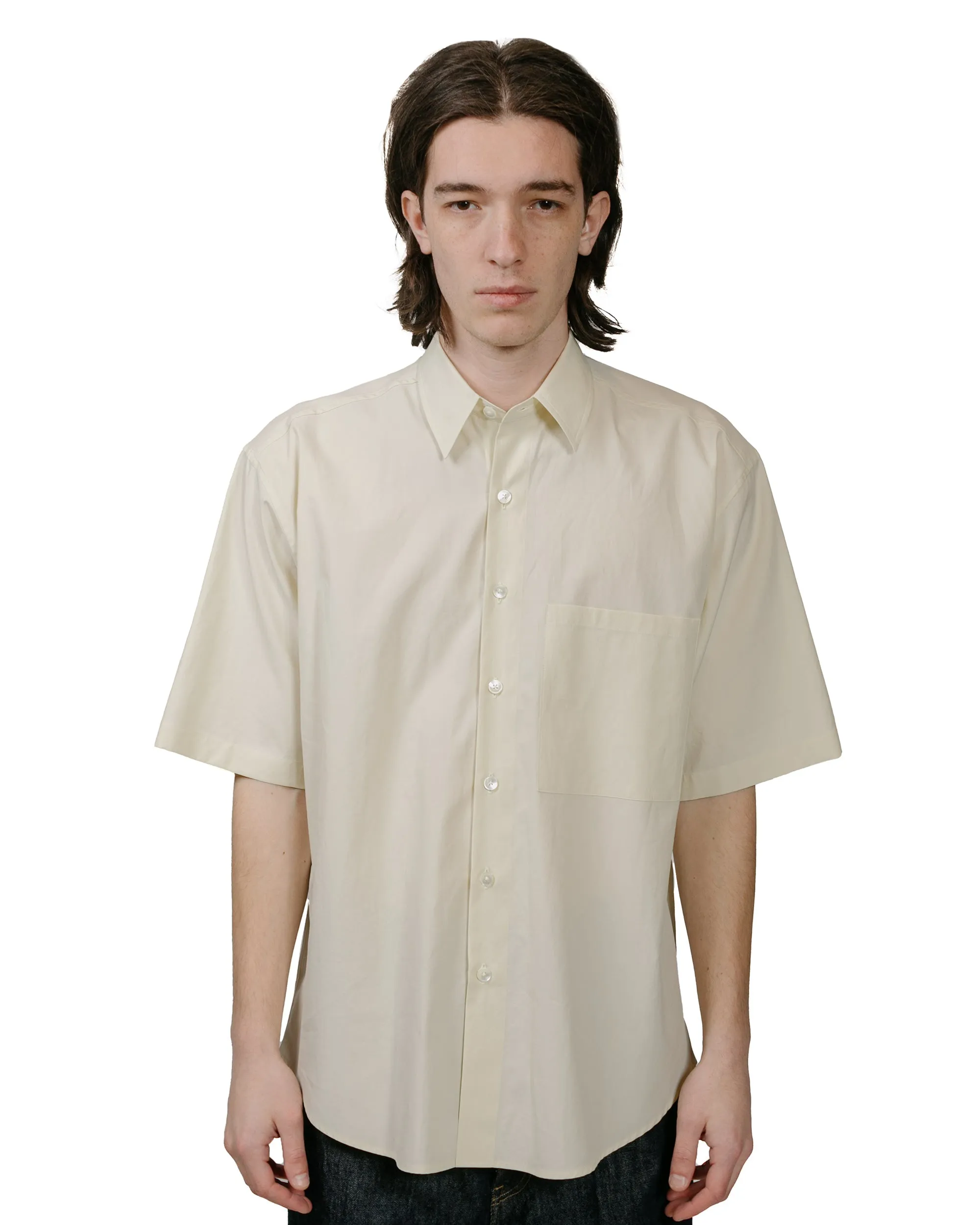 Auralee Washed Finx Twill Big Half Sleeved Shirt Light Yellow Eco-friendly mix and match