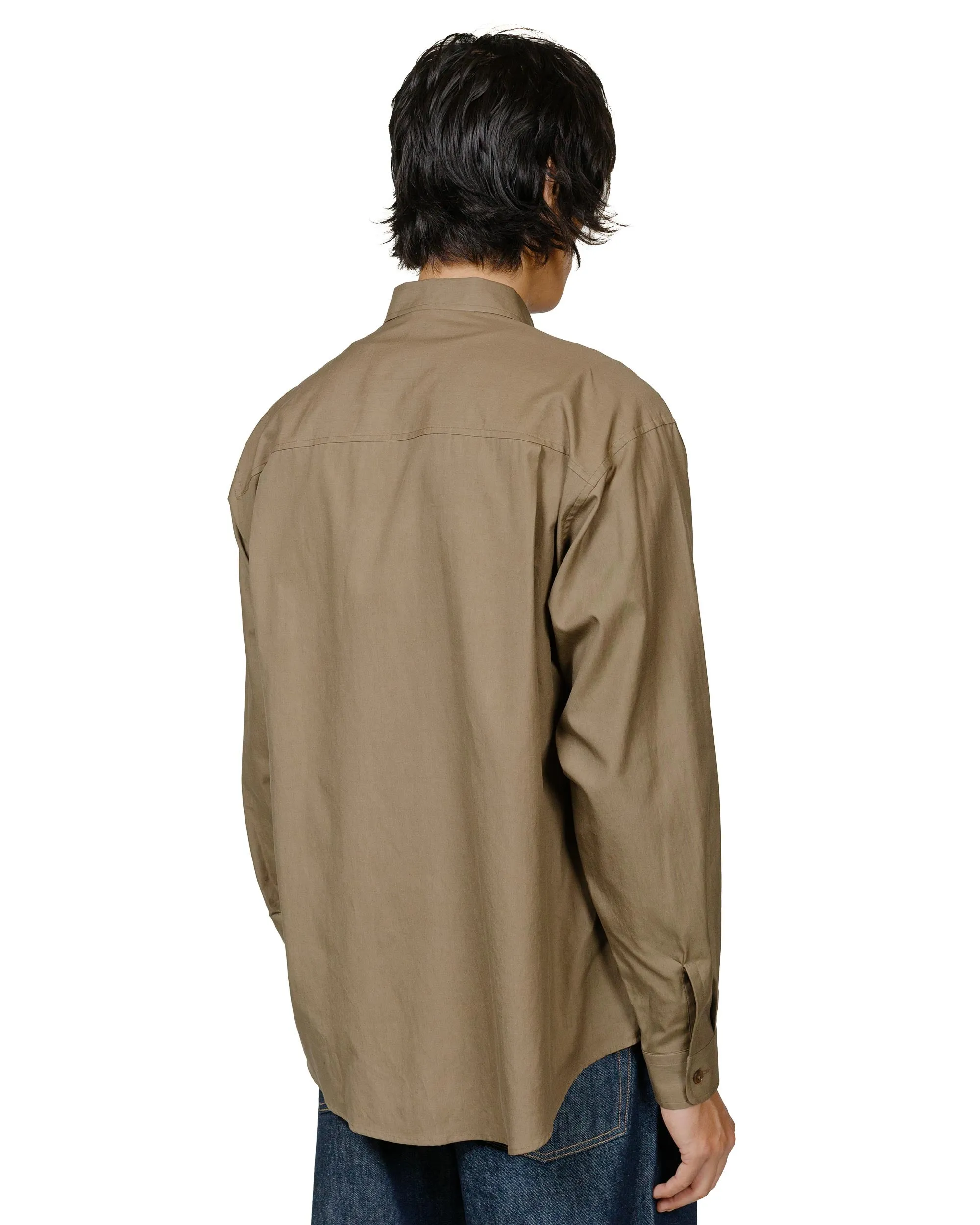 Non Restrictive Armhole Twill Weave Auralee Washed Finx Twill Big Shirt Brown