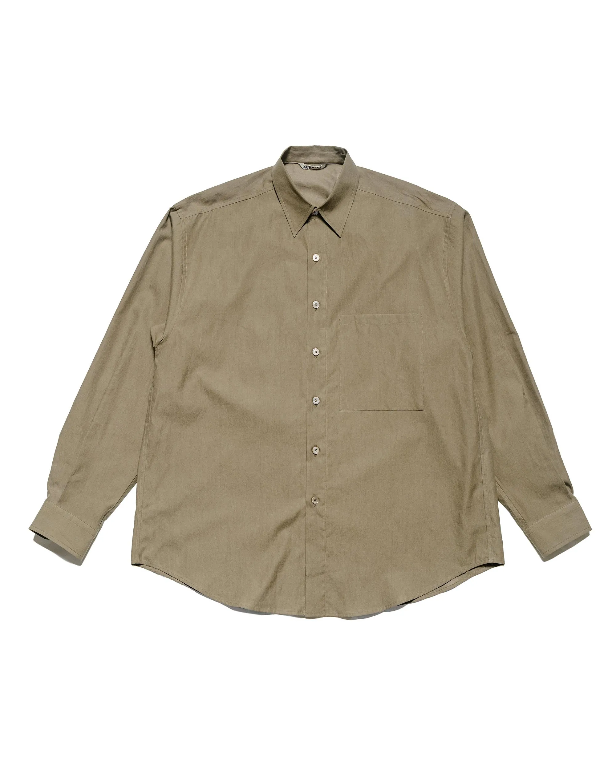 Auralee Washed Finx Twill Big Shirt Brown Hooded Neckline