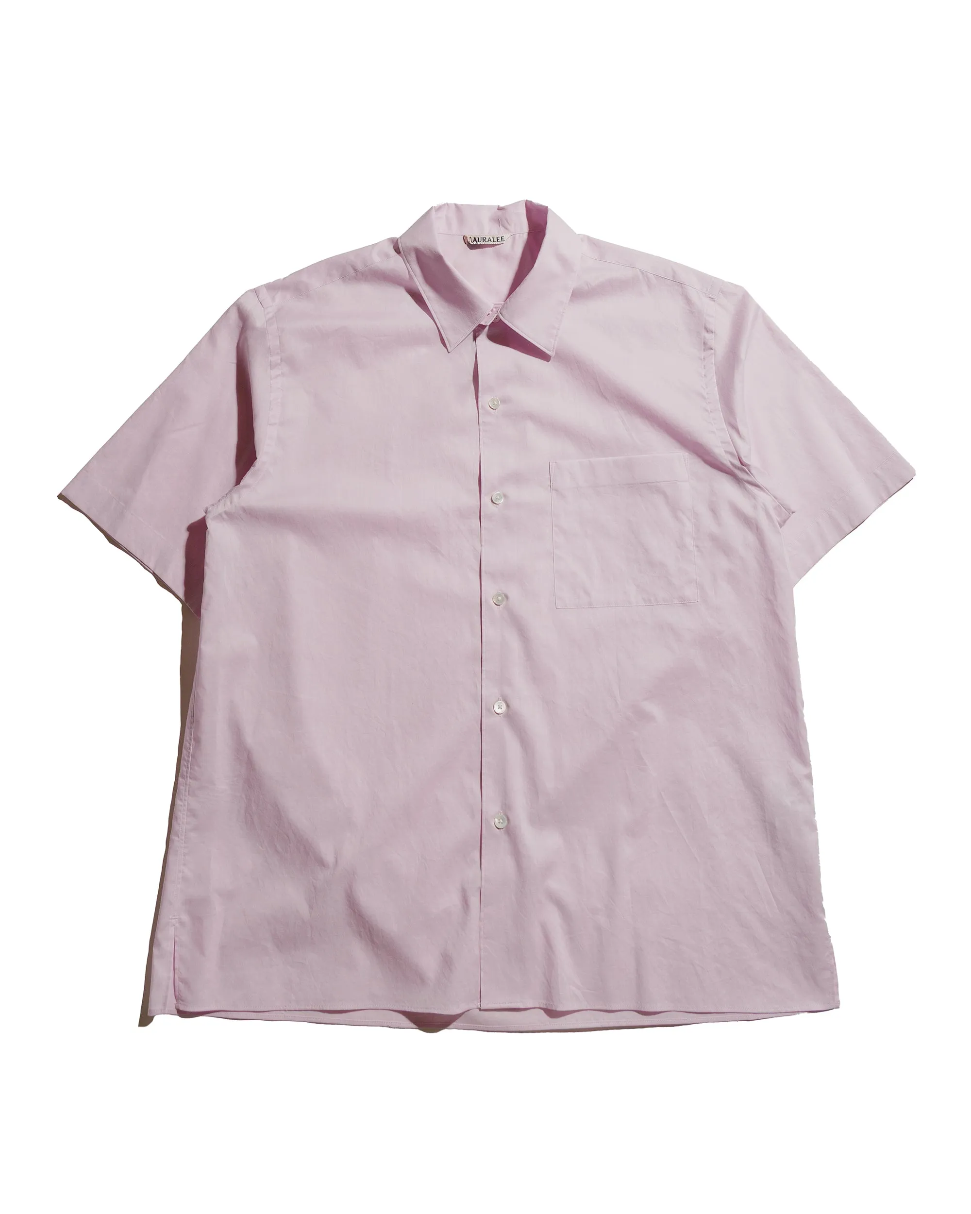 Geometric Pattern Team Building Auralee Washed Finx Typewriter Open Collar Half Sleeved Shirt Light Pink