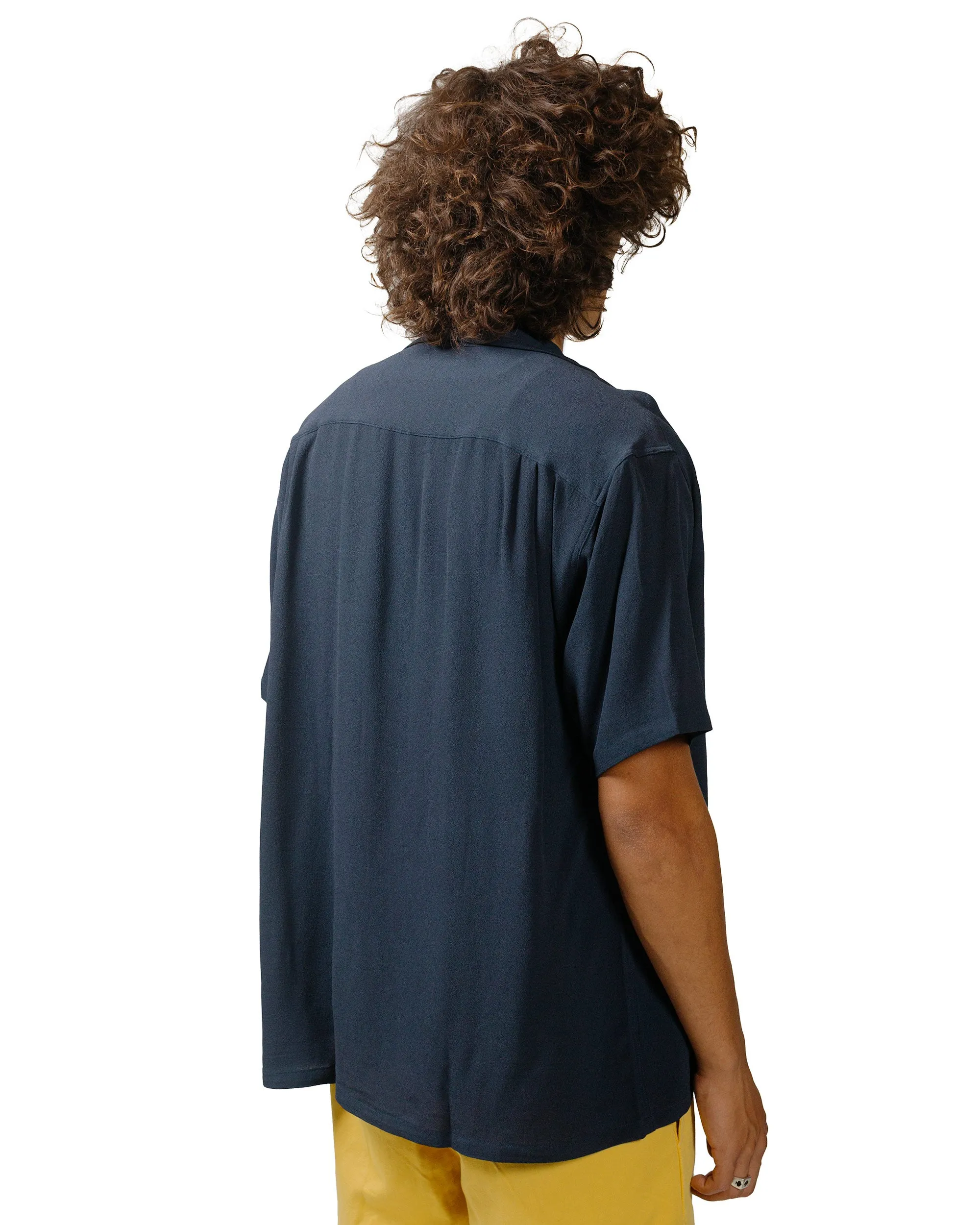 The Real McCoy's MS24008 Silk Rayon Open Collar Shirt Navy tall size Everyday Outfit