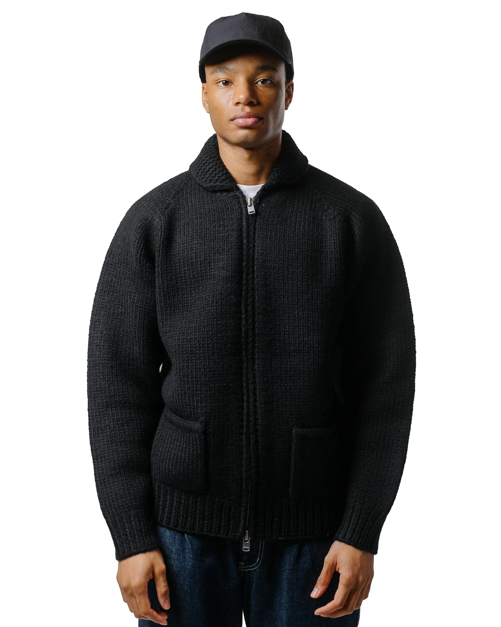 Classic Layer product poplin smoothness nonnative Adventurer Hand-Knit Cowichan Sweater Wool Yarn Black
