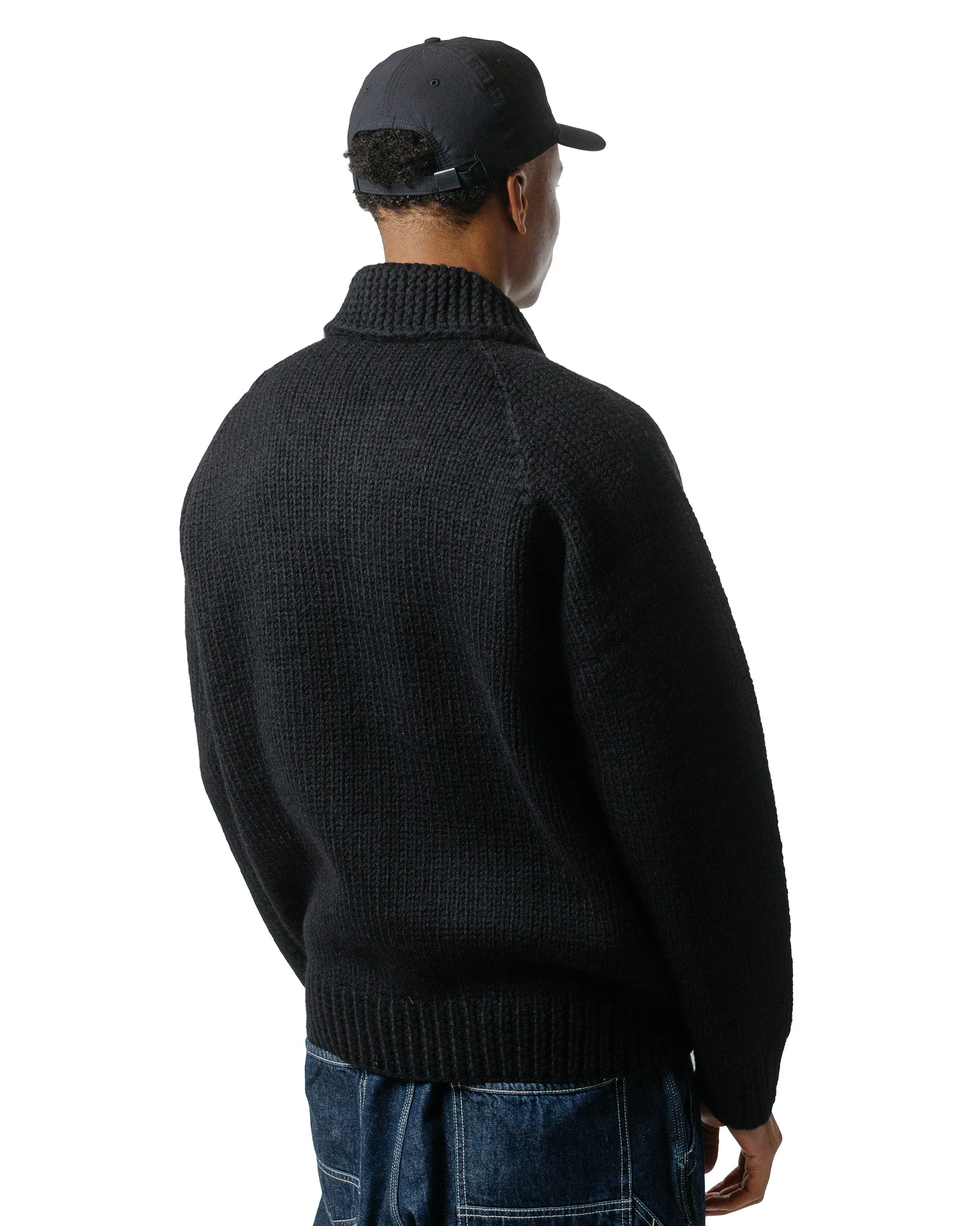 nonnative Adventurer Hand-Knit Cowichan Sweater Wool Yarn Black anti pill coating