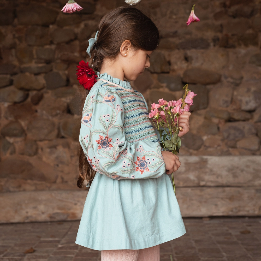 Bachaa My Darling Blouse, Blue Clasp-Closure