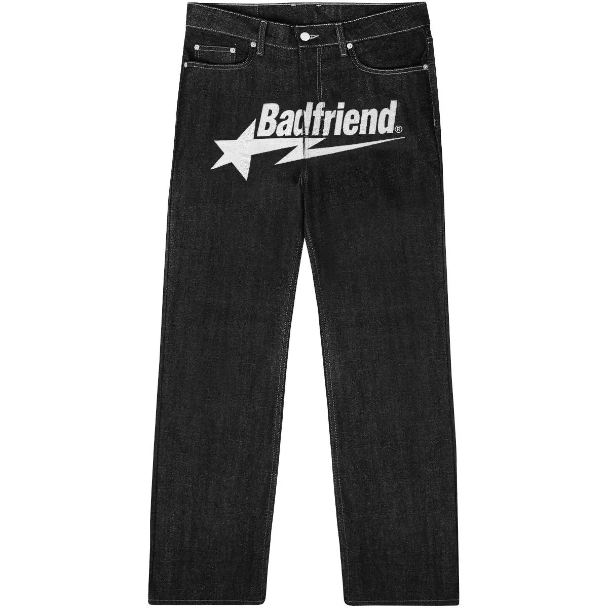 Sky Cool Warm Tracksuit Badfriend "Star Pant (Embroidery) Raw Denim" M - Black / White