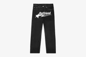 Badfriend "Star Pant (Embroidery) Raw Denim" M - Black / White Spirit Core