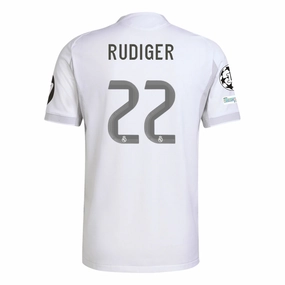 Classic Feel All-Day Gear adidas Antonio R??diger Real Madrid 25/26 Home Jersey w/ Champions League Patches (White)