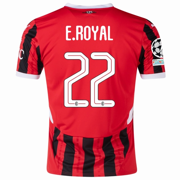 Puma AC Milan Emerson Royal Home Jersey w/ Champions League Patches 24/25 (Puma Red/Puma Black) Athletic Performance Enhancement