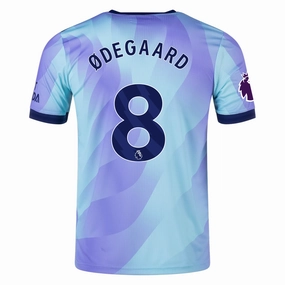Seam Free Underarm Venting Abrasion Defensive Layer adidas Arsenal Authentic Martin Odegaard Third Jersey w/ EPL Patch 24/25 (Clear Aqua/Light Flash Purple)
