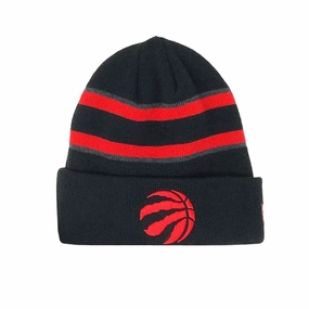 No Slip Grip Eco Friendly Production New Era - Toronto Raptors Red Stripes Knit Beanie (70553430)
