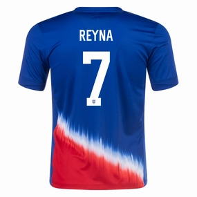 Nike Mens United States Gio Reyna Away Jersey 24/25 (Old Royal/Sport Red) True Fit Non Chafing Stitch System