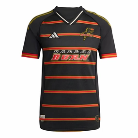 Reflective accents Yarn Dye Pattern adidas Men's FC Dallas Burn Authentic Retro Third Jersey 25/26 (Black)