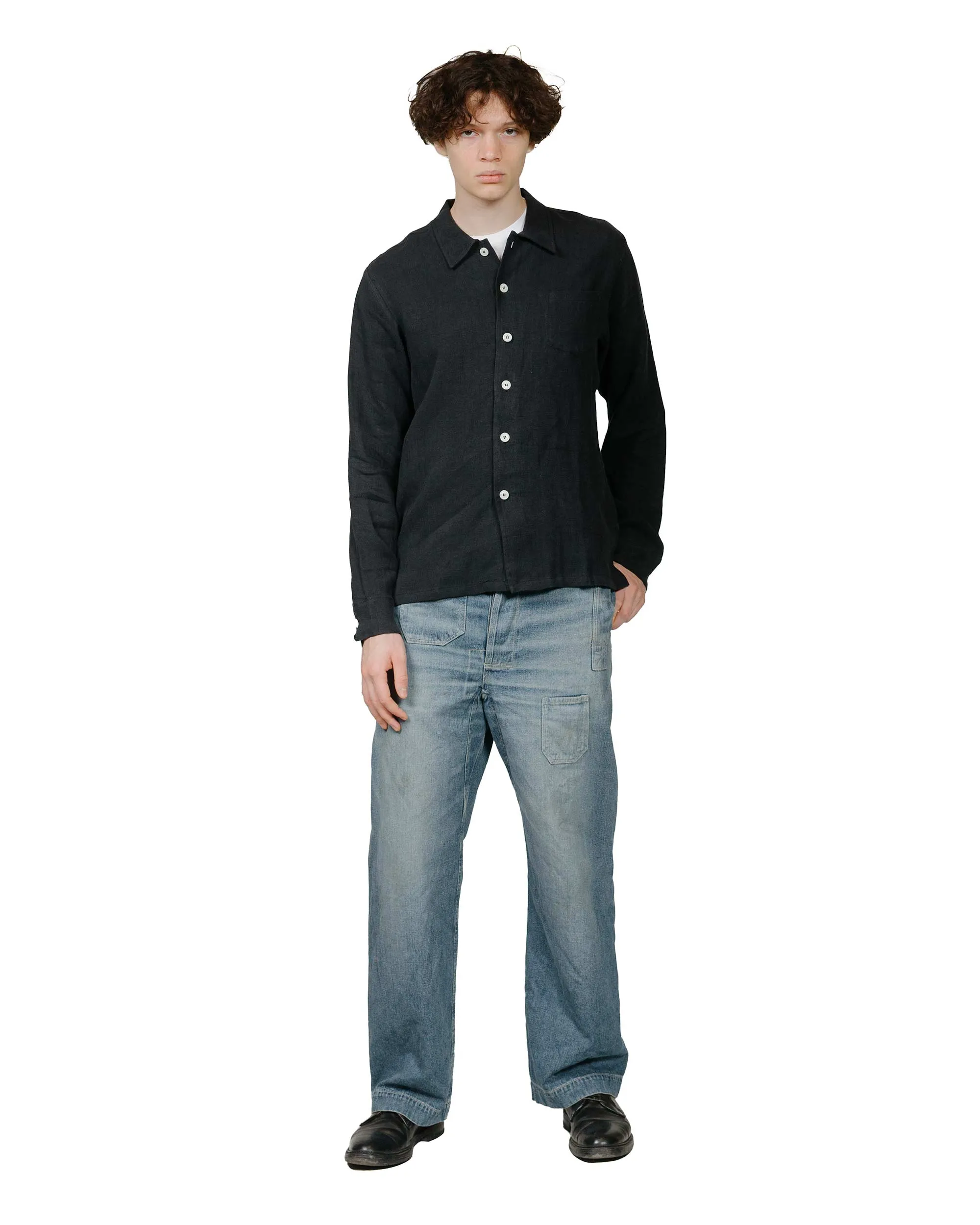 Bather Coal Linen Leisure Shirt Wrinkle Resistant Finish