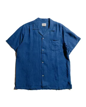Eco friendly materials Unisex Option Bather Navy Linen Camp Shirt