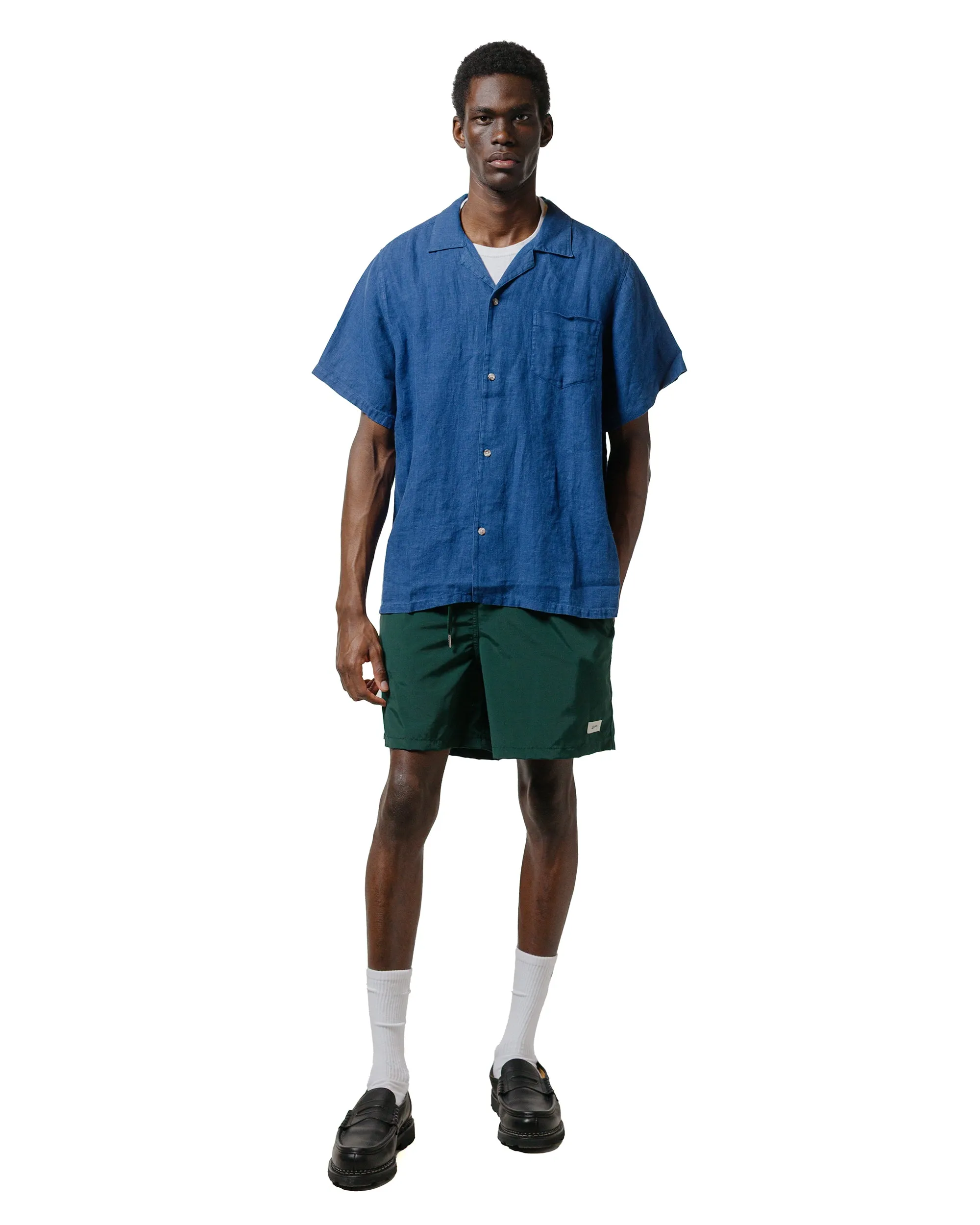 Bather Navy Linen Camp Shirt Tear Resistant Reinforcement