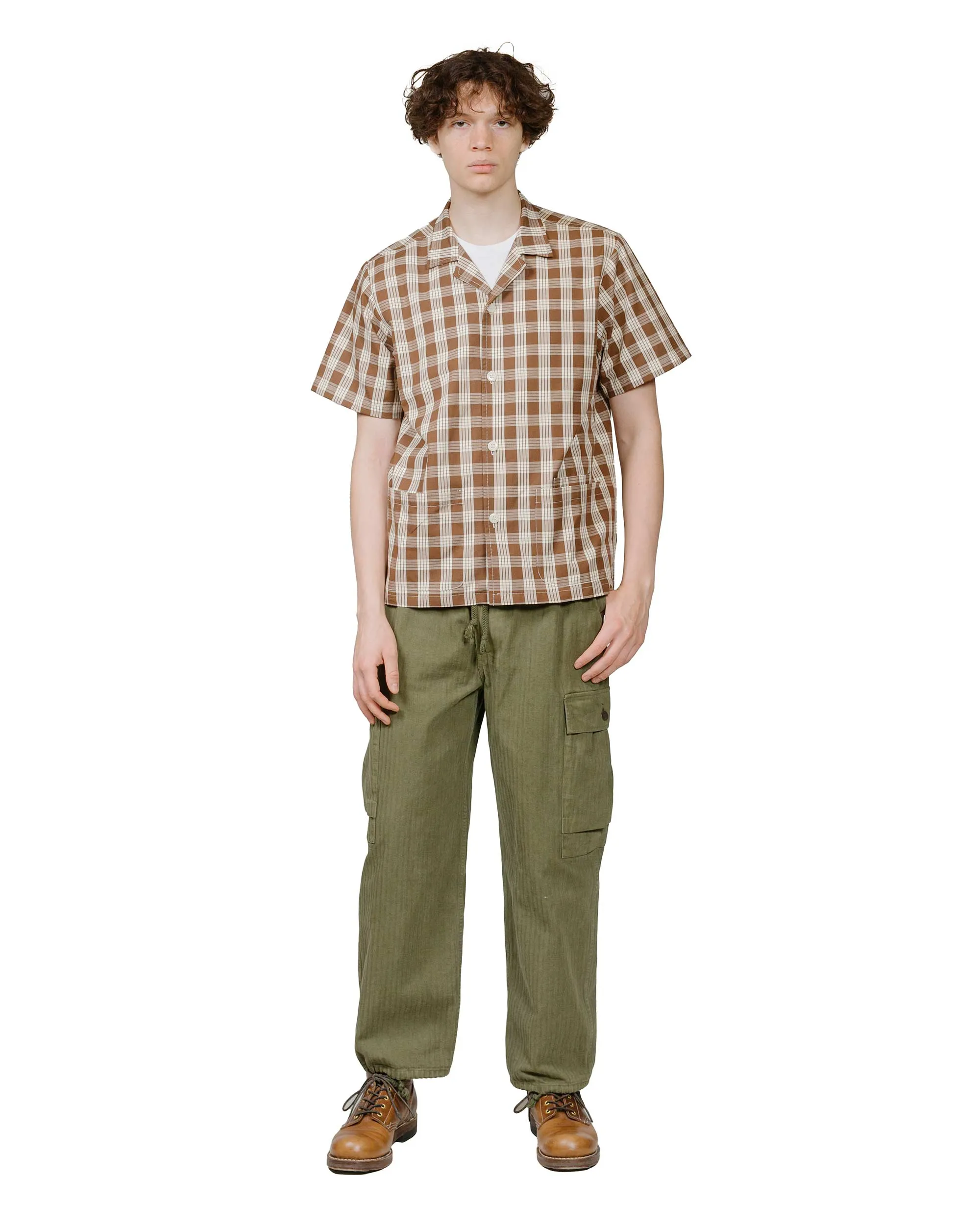 Bather Walnut Palaka Traveler Camp Shirt Geometric Pattern Inner Layer