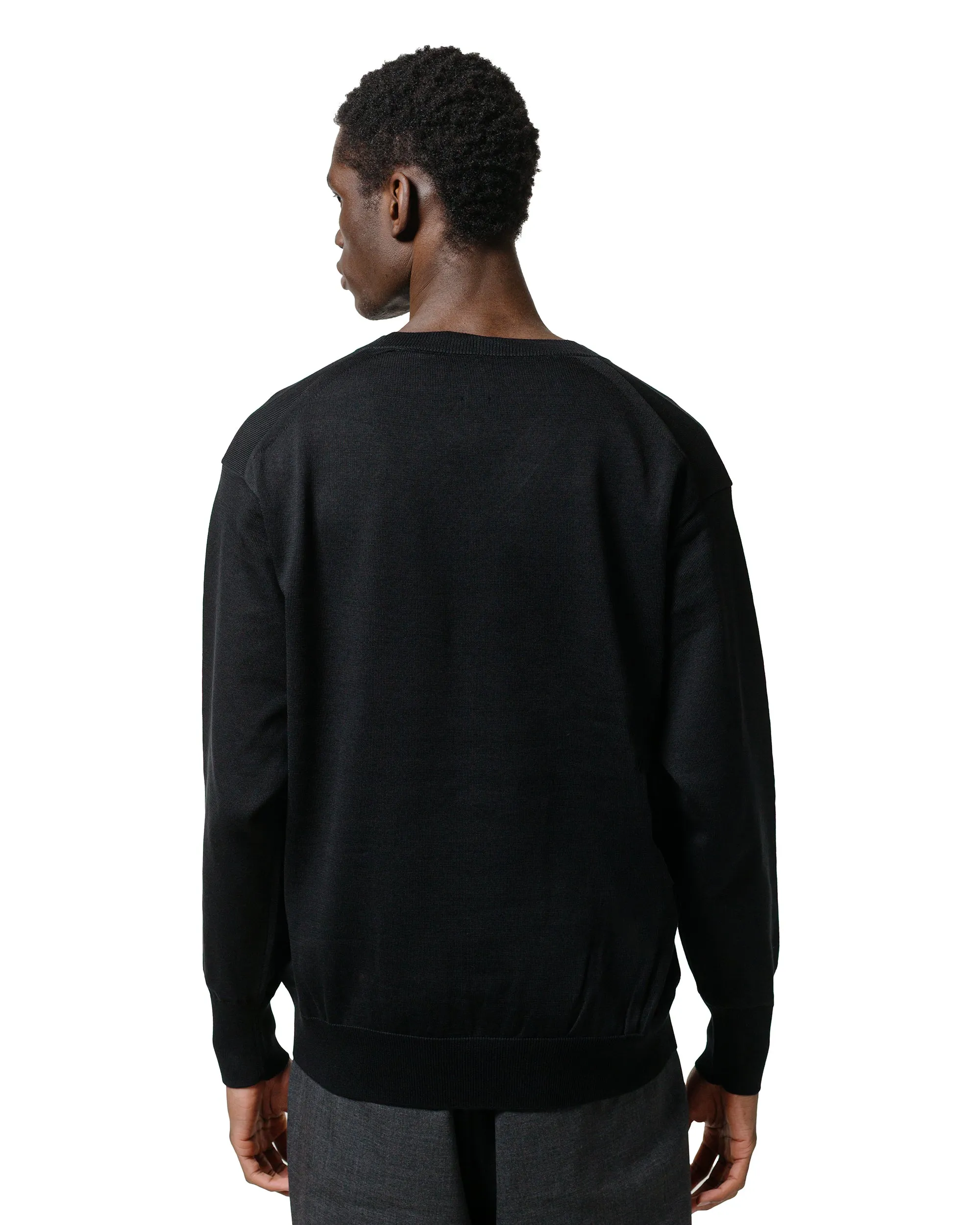 Chic Style Batoner The Sea Island Cotton V Neck Black
