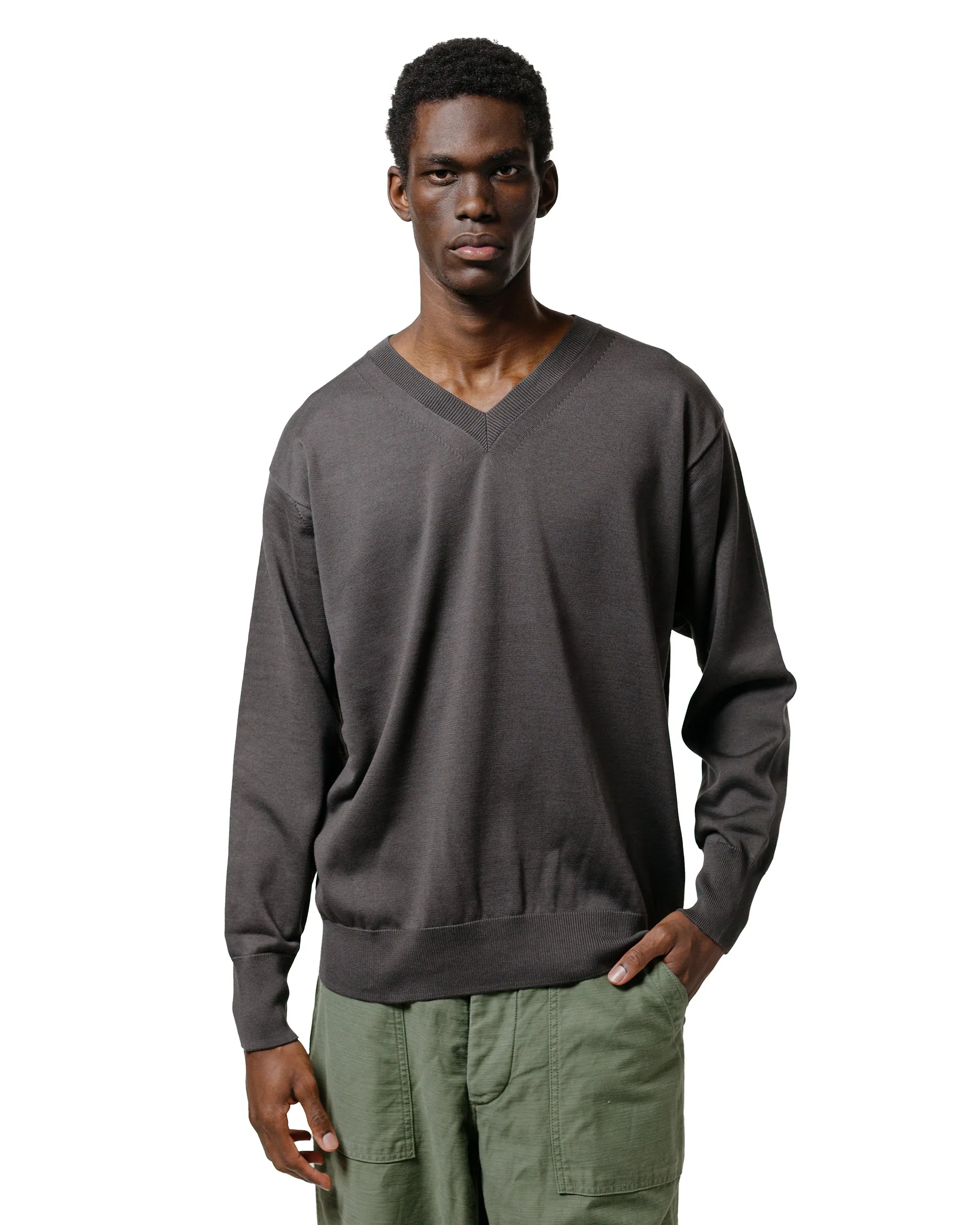 Cool Style Batoner The Sea Island Cotton V Neck Dark Gray