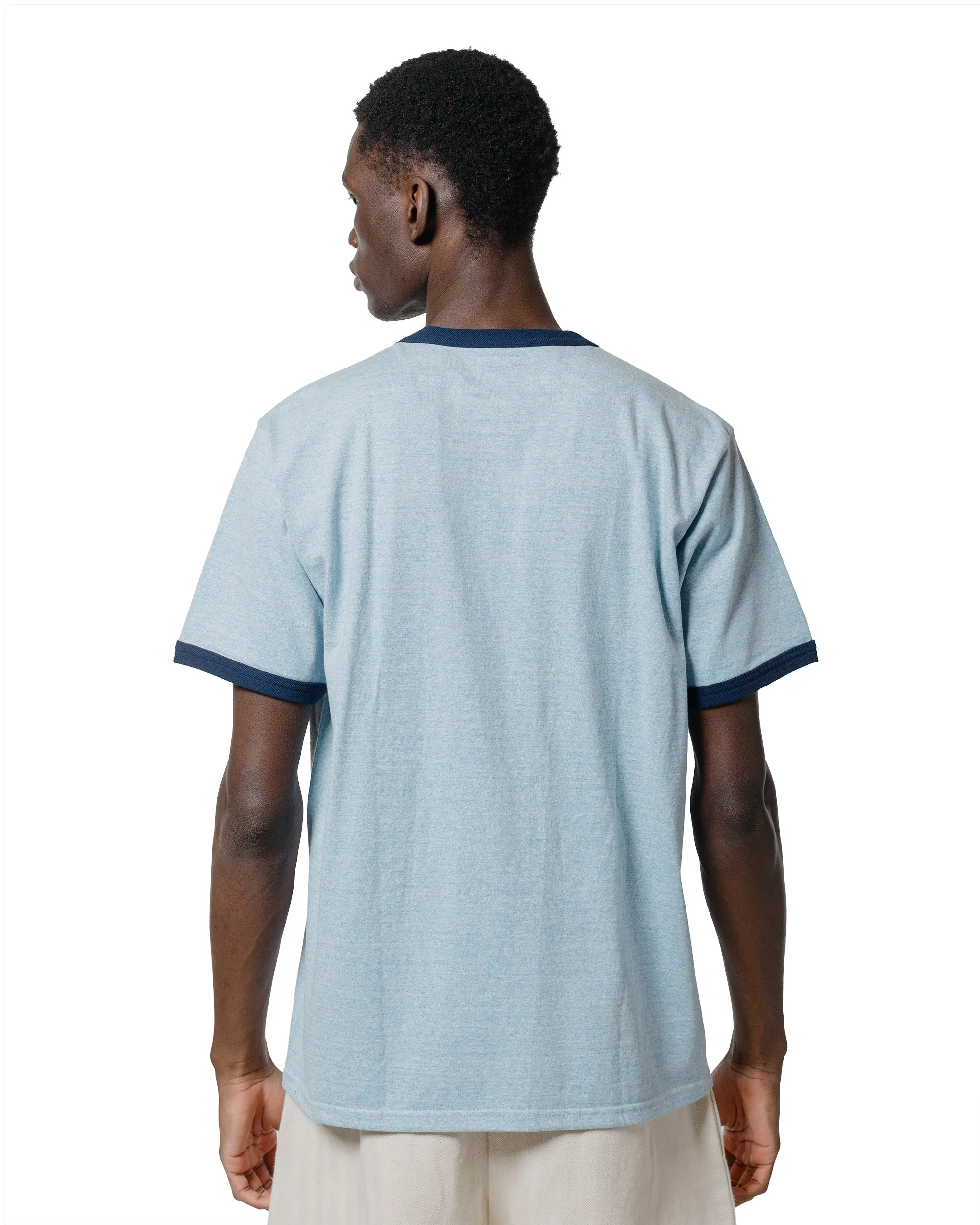 Travel Light Summer Comfort The Real McCoy's MC25014 Pocket Tee / Heather Color, Ringer Blue