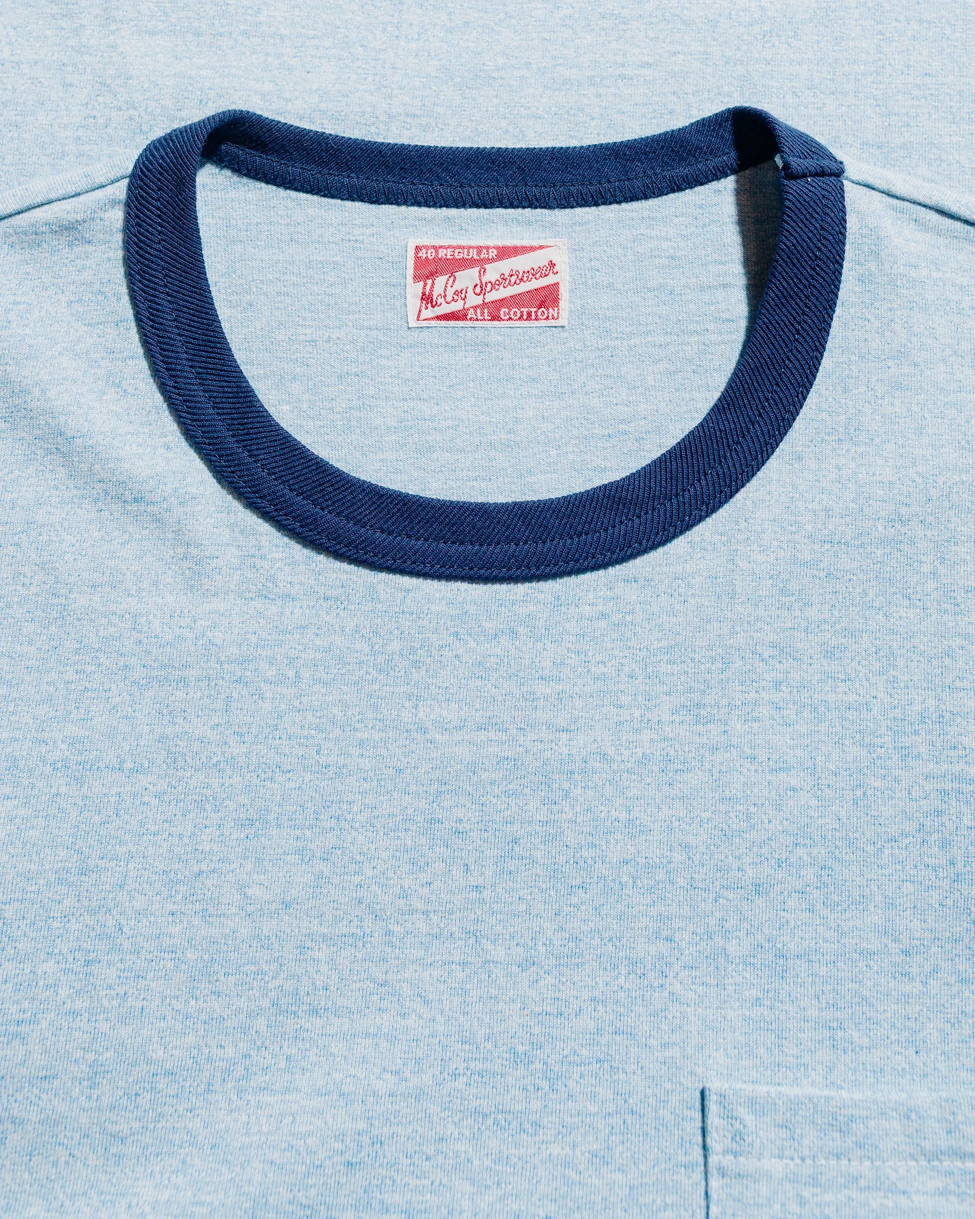 Fashionable Fashion Comfort The Real McCoy's MC25014 Pocket Tee / Heather Color, Ringer Blue