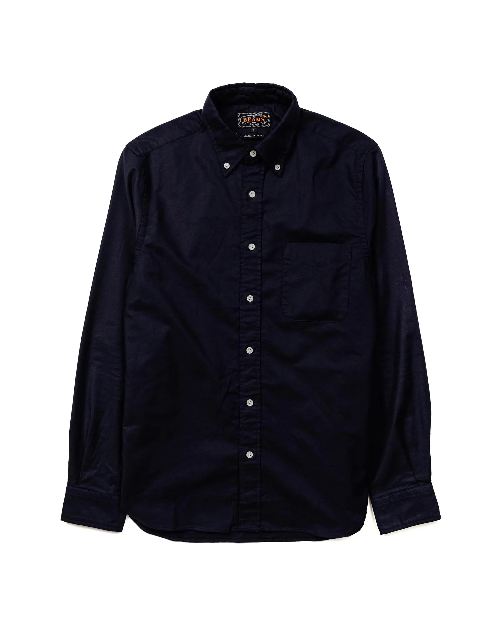 Beams Plus B.D. Colour Oxford Navy Tagless label Seamless Shoulder Construction