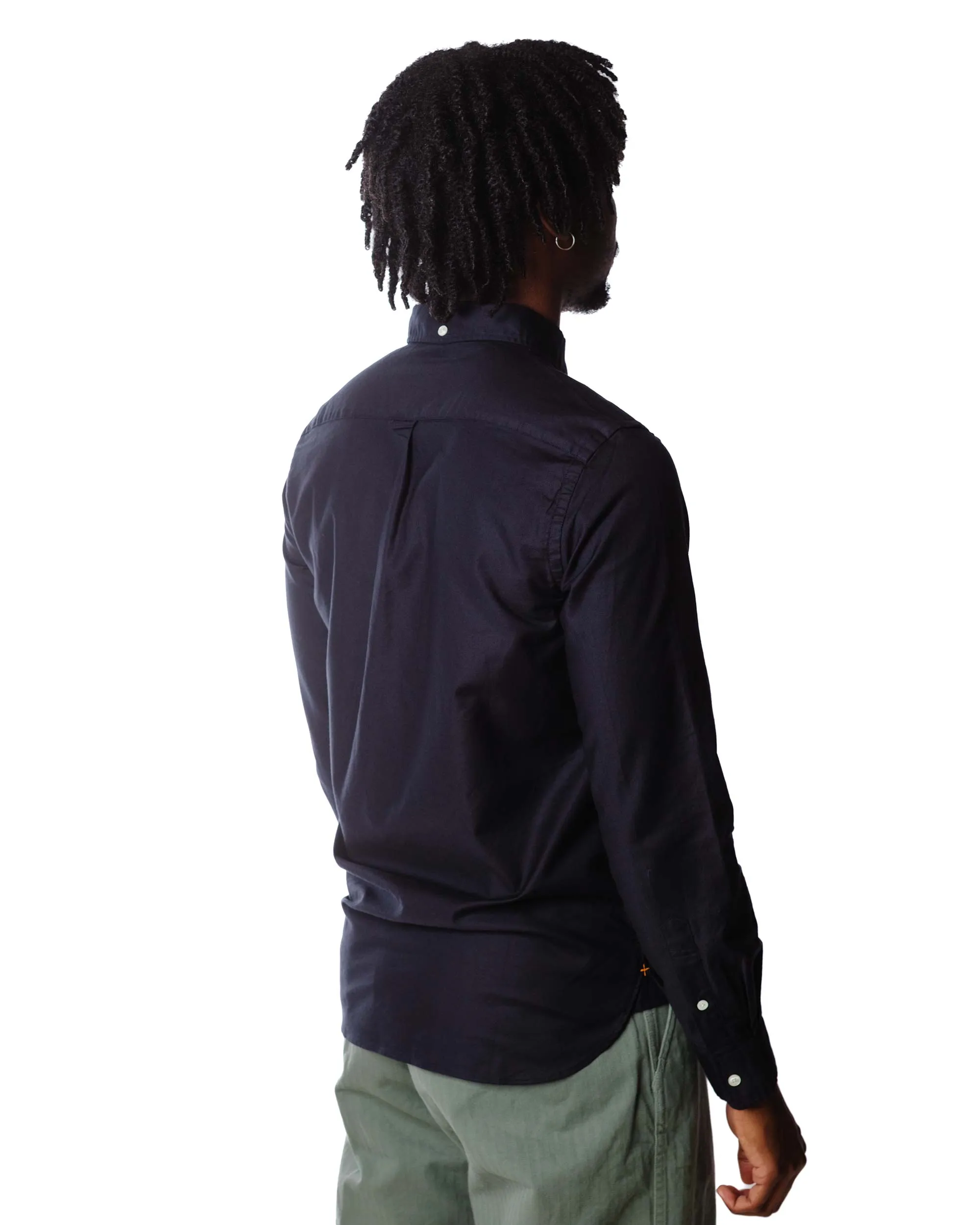 Beams Plus B.D. Colour Oxford Navy Budget Friendly Flatlock stitching