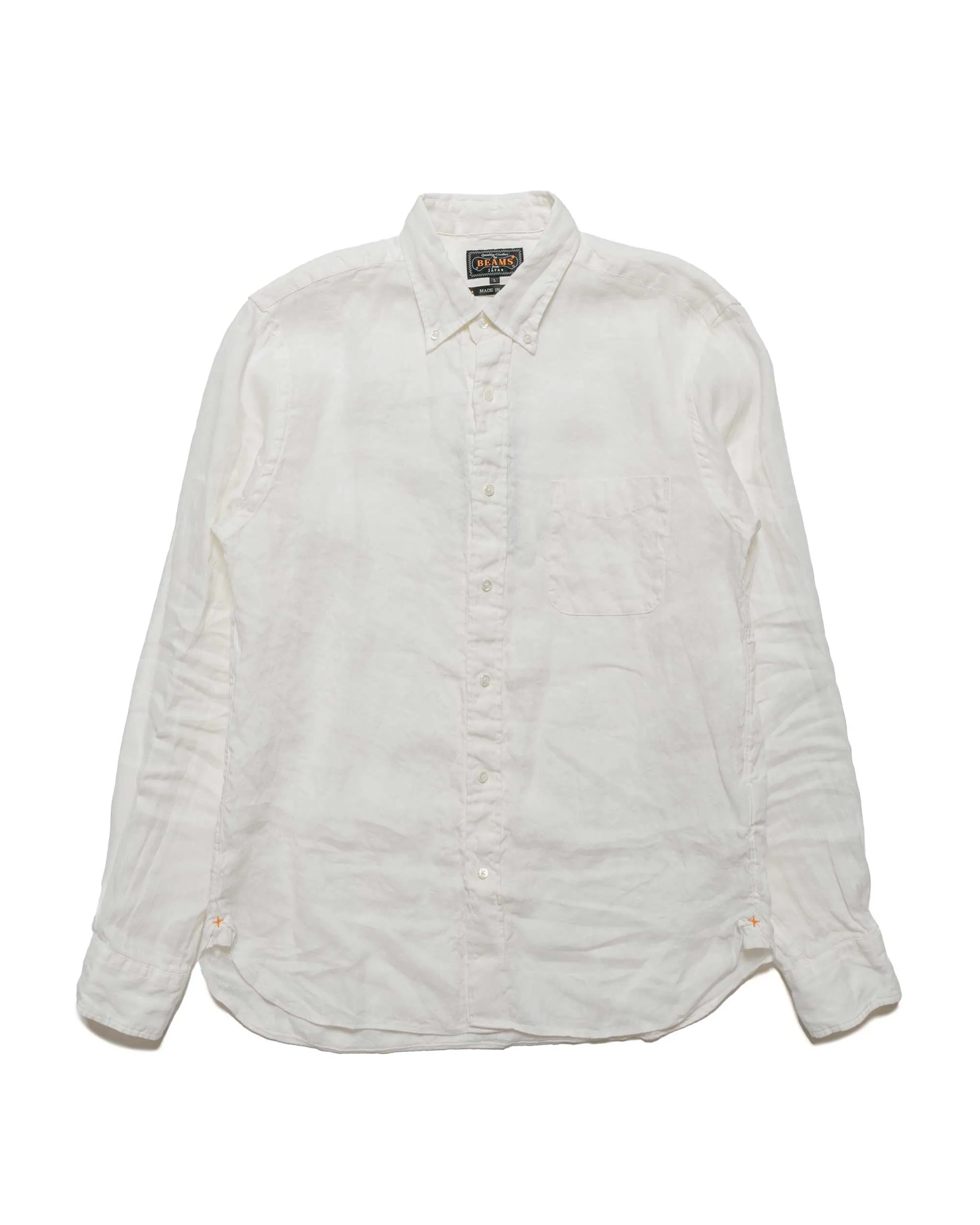 Beams Plus B.D. Linen Oxford White Athletic Cut Flexible Knit