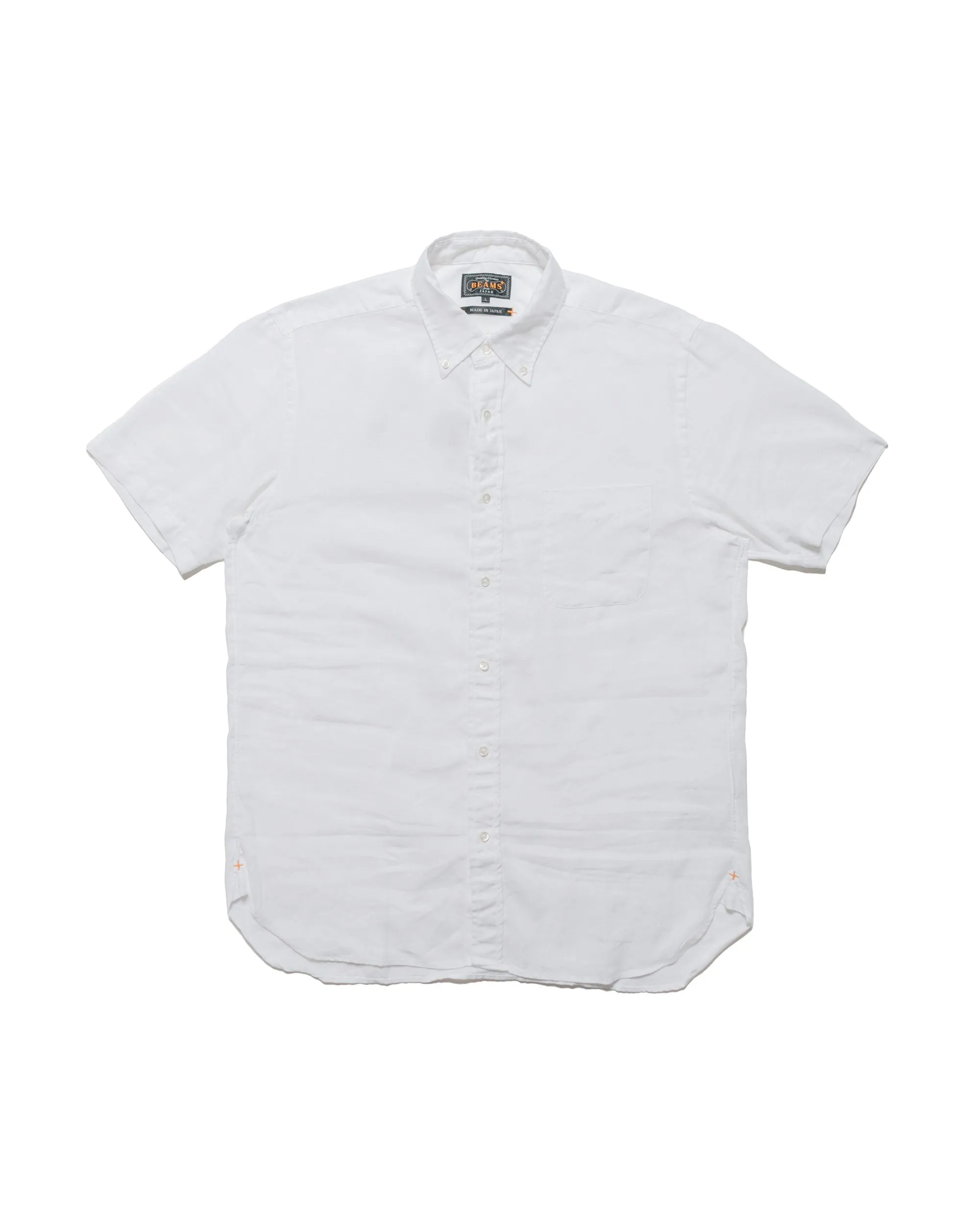 Beams Plus B.D. Short Sleeve COOLMAX? Linen White Quick Release Placket Subtle Print