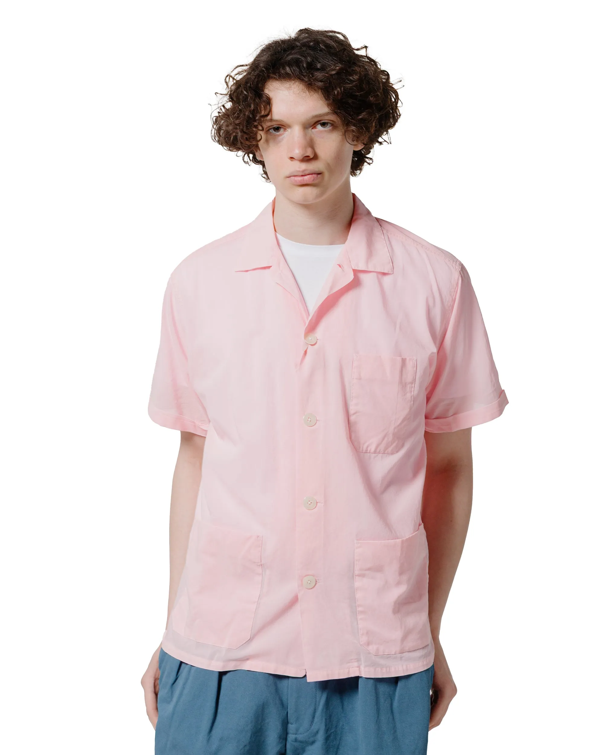 Non Restrictive Armhole Beams Plus Beach Shirt 100/2 Organdy Garment Dyed Pink