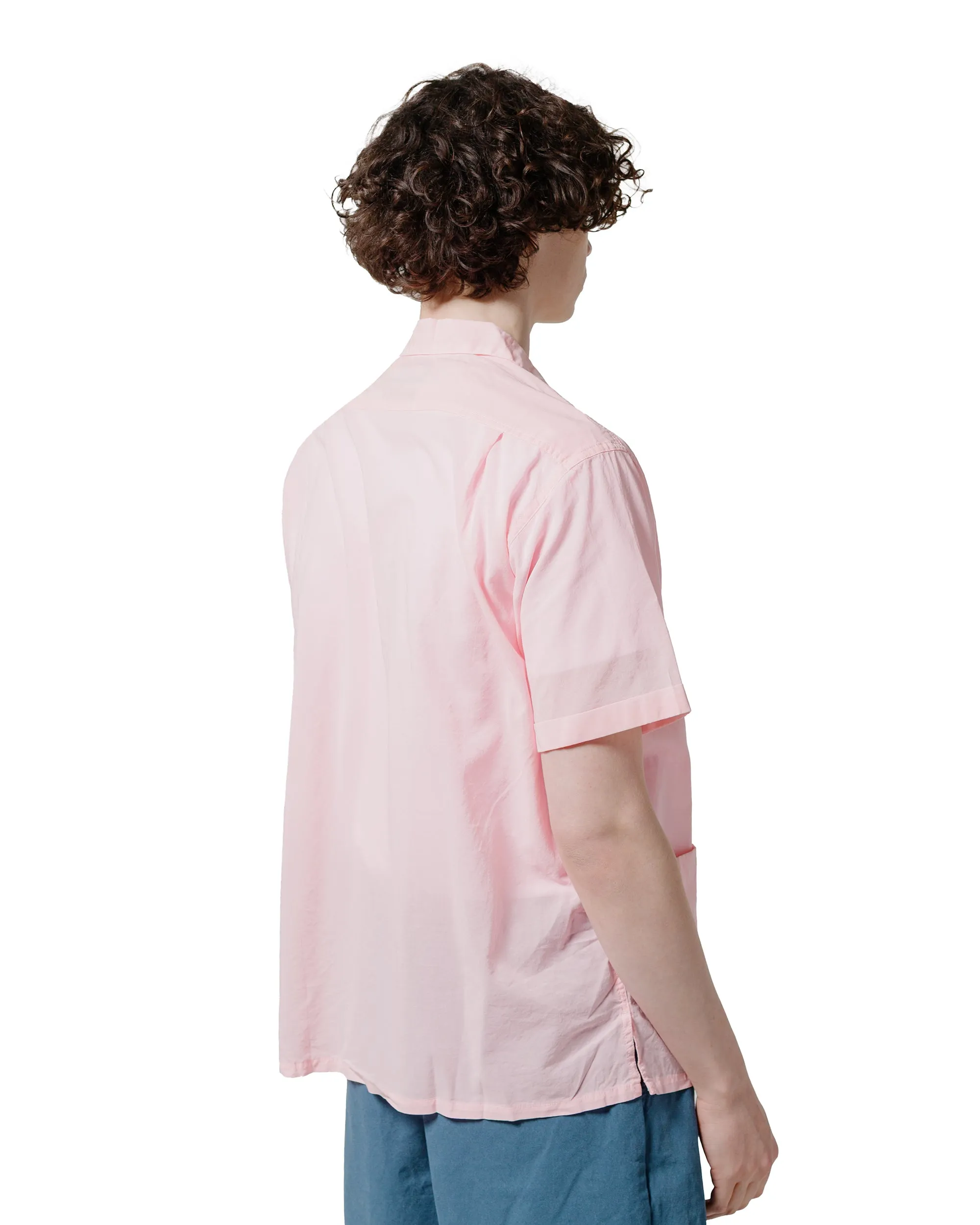Abstract art Beams Plus Beach Shirt 100/2 Organdy Garment Dyed Pink