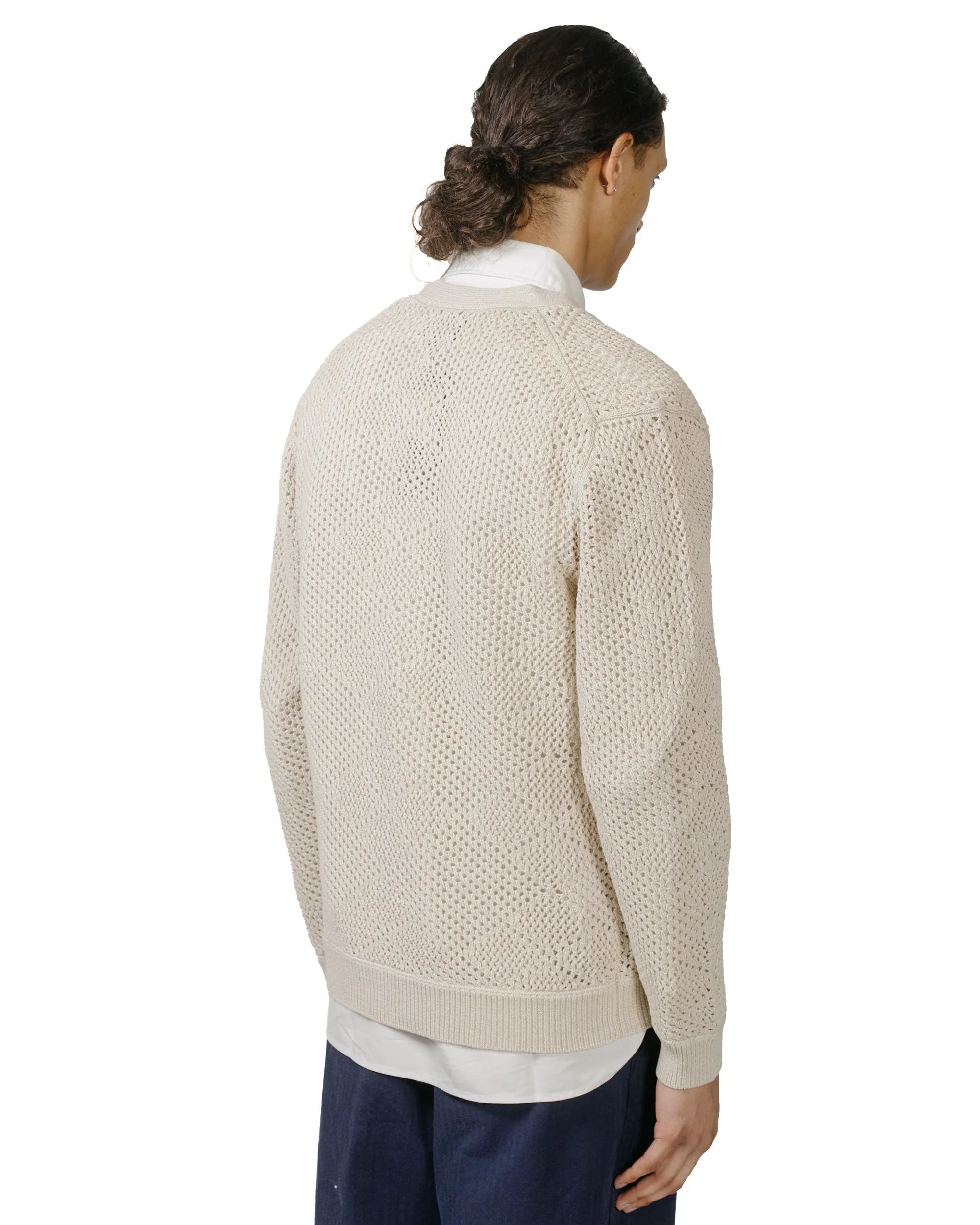 Easy Look Beams Plus Cardigan Argyle Mesh Beige