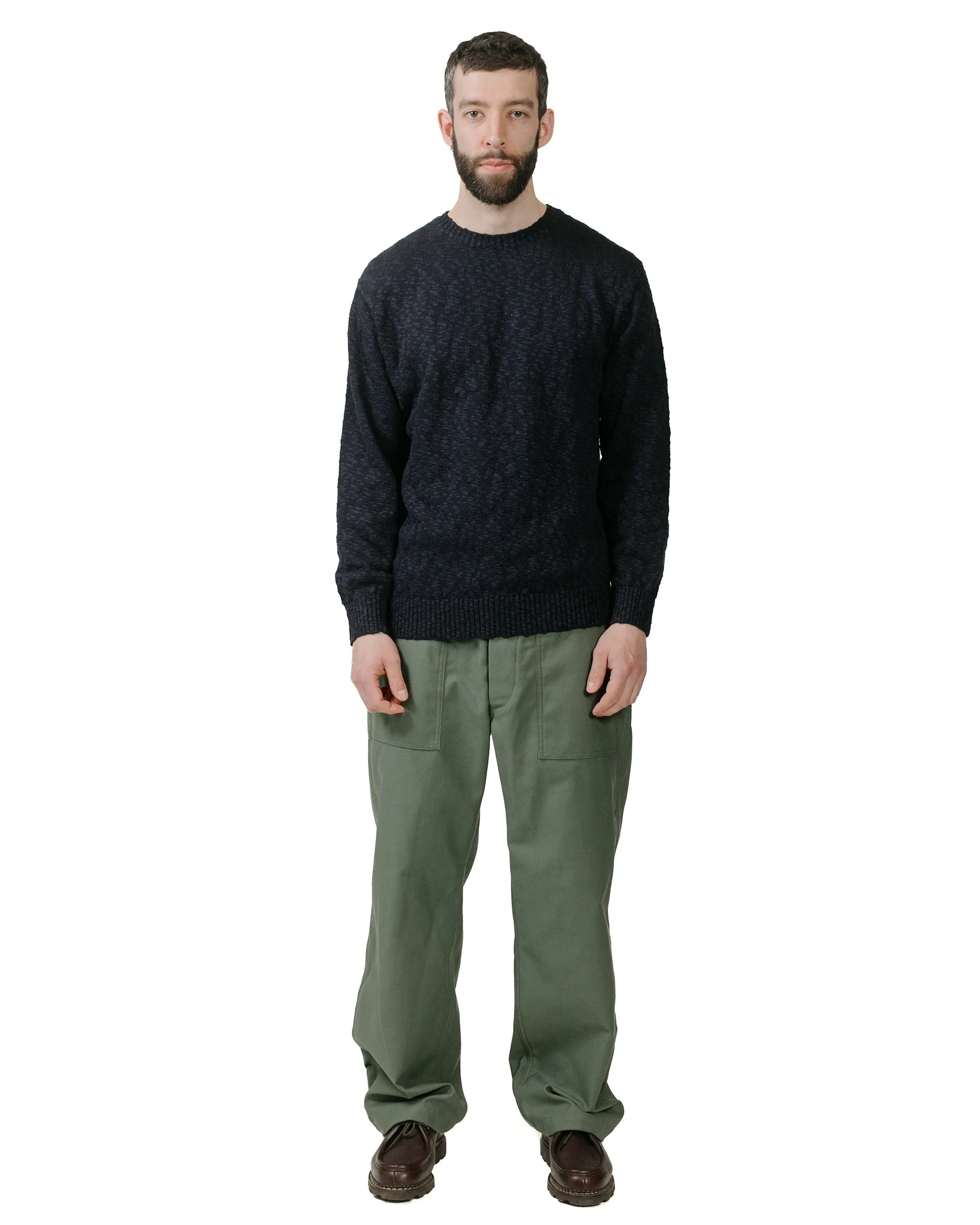 Beams Plus Crew Cotton Hemp 5G Navy Fashion Trend Eco-friendly