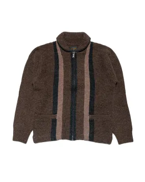 product camping suitable functionality lanyard accents Beams Plus Full Zip Shawl Collar Knit Brown