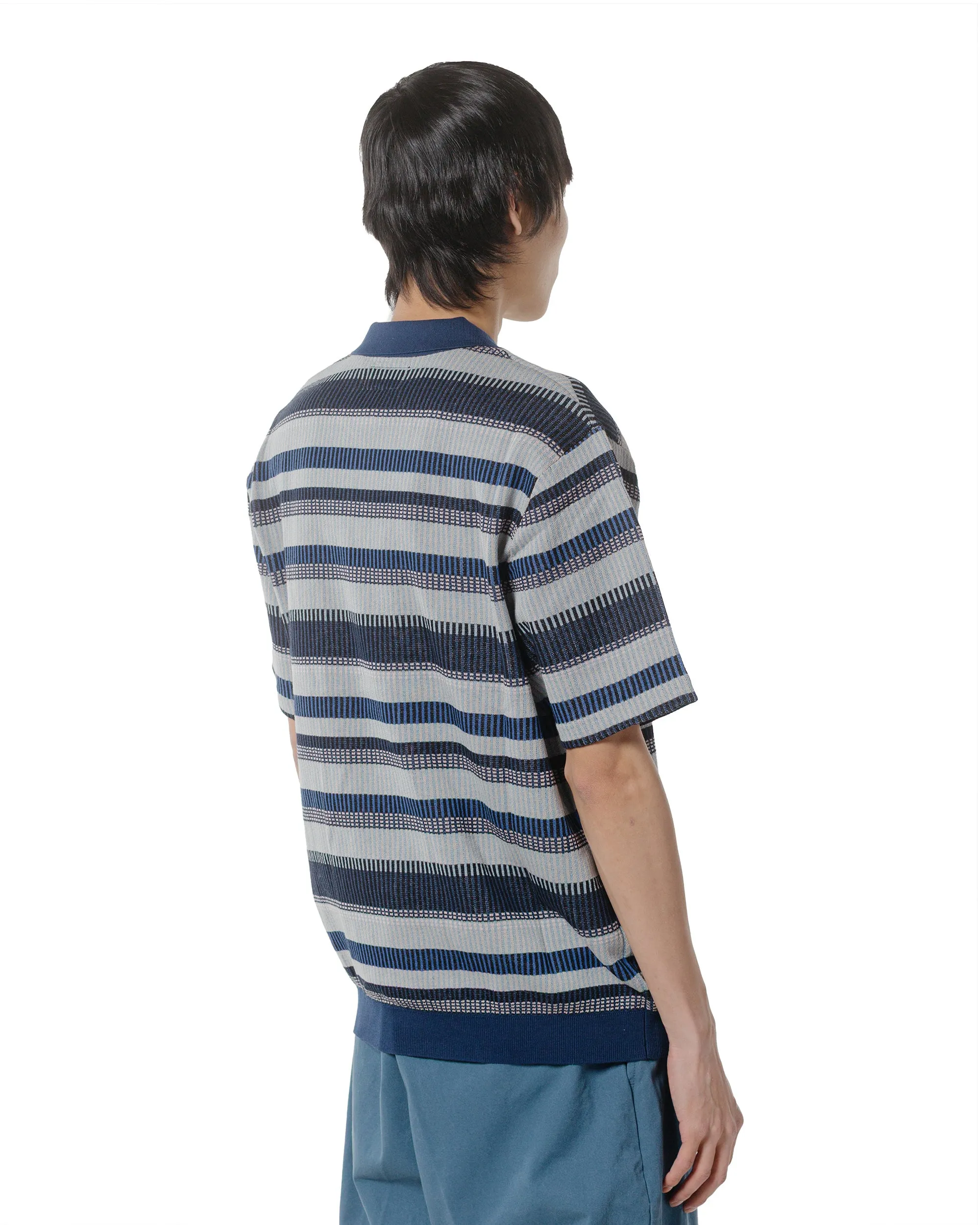 Beams Plus Half Zip Knit Polo Navy Stylish Appearance