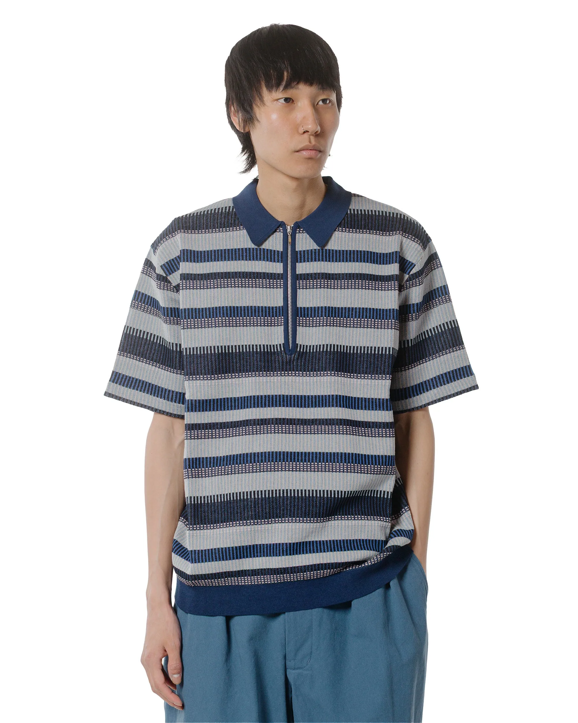 Beams Plus Half Zip Knit Polo Navy Country Charm Versatile Design
