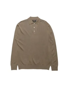 Embroidered Detail Cold Weather Look Beams Plus Knit Polo 12G Mocha