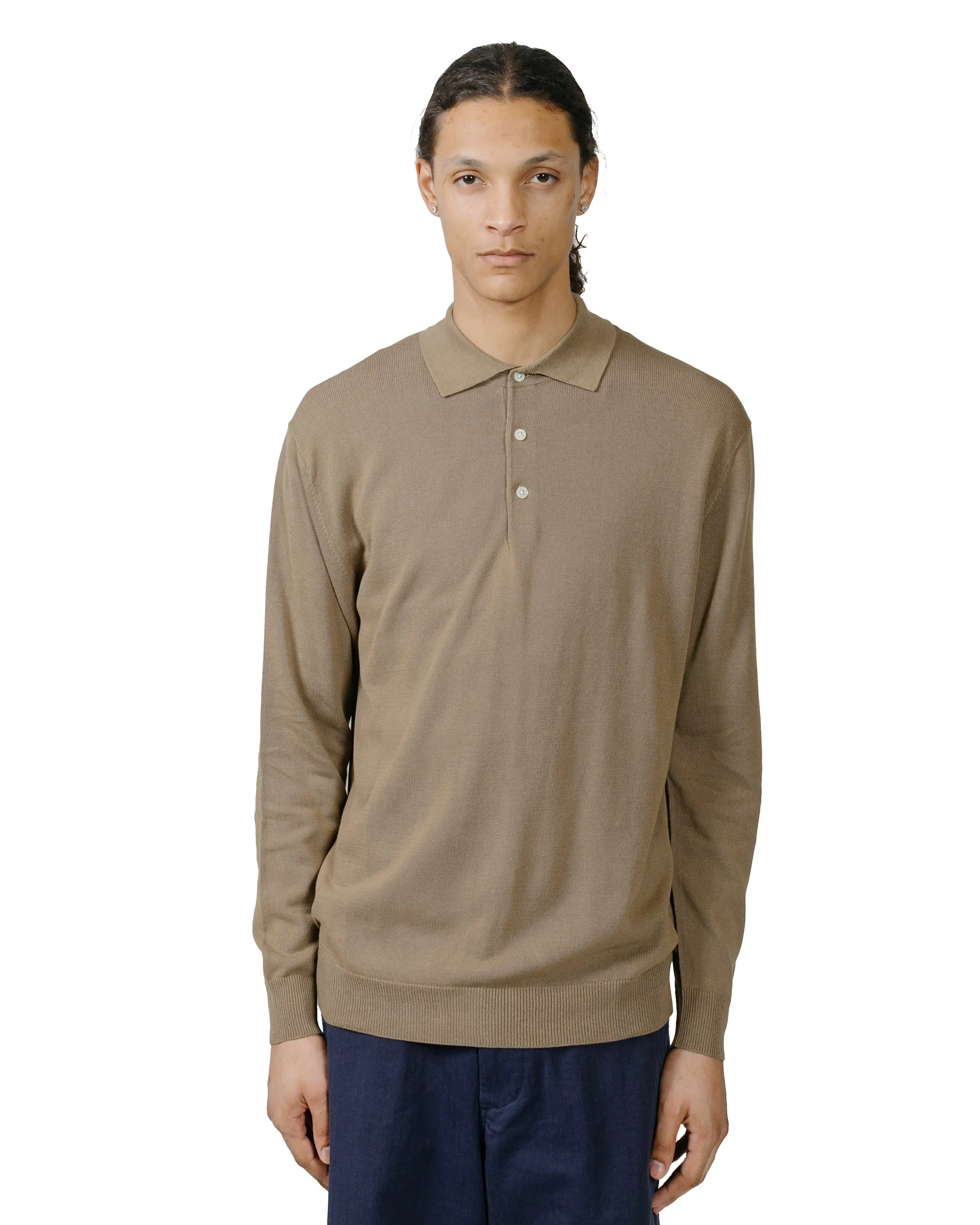 Core Chic Layer Essential Beams Plus Knit Polo 12G Mocha